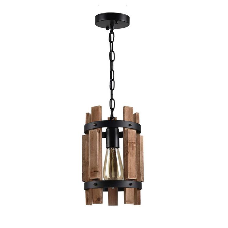 Piccolo lampadario, retroindustriale in legno Chandelier
