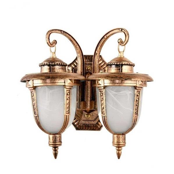 Retro bronzo lampada a doppia testa esterna da parete, lampada a muro impermeabile, luce da veranda, lampada da tavolo esterna